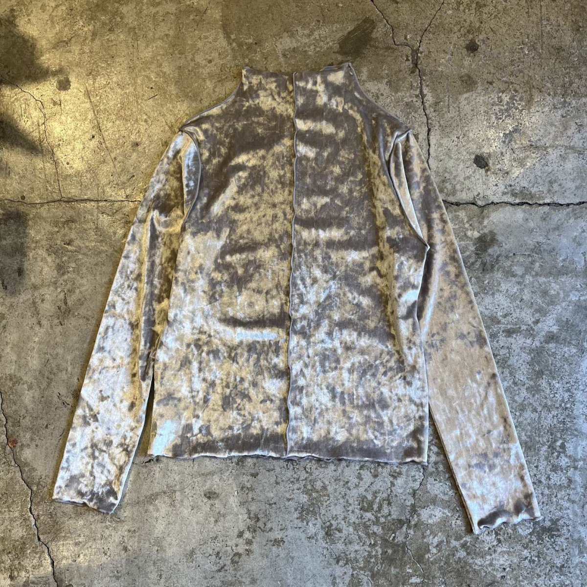 画像2: METALLIC COLOR PIPING DESIGN VELVET HALF NECK L/S TOPS / Ladies M(FREE) (2)
