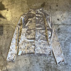 画像2: METALLIC COLOR PIPING DESIGN VELVET HALF NECK L/S TOPS / Ladies M(FREE) (2)