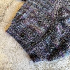 画像4: MIX COLOR MULCH BORDER PATTERN DESIGN MOHAIR KNIT CARDIGAN / Ladies M (4)