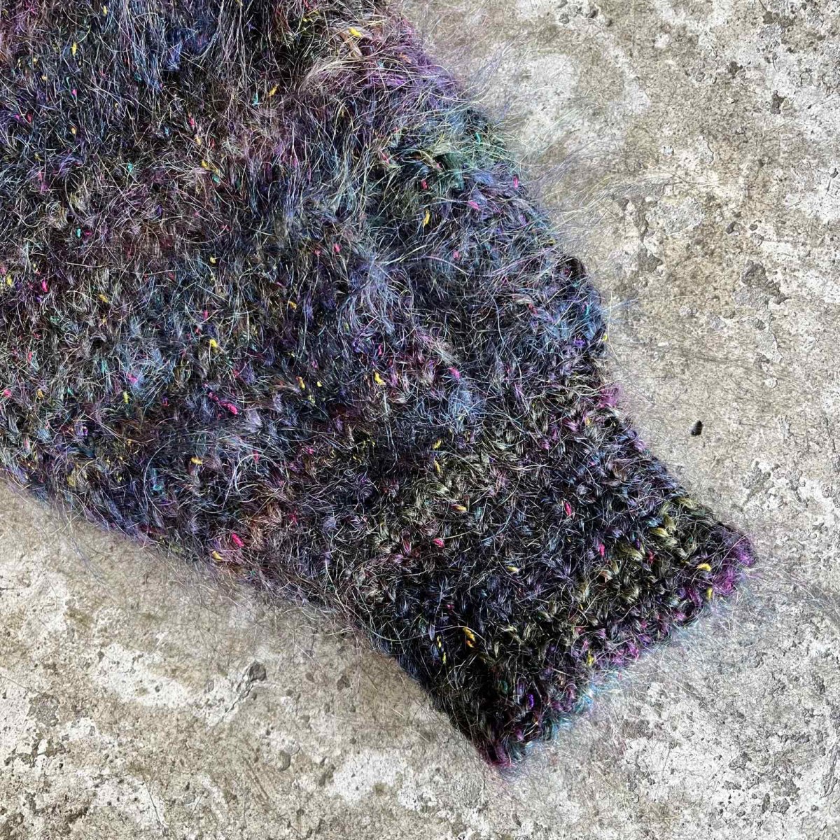 画像5: MIX COLOR MULCH BORDER PATTERN DESIGN MOHAIR KNIT CARDIGAN / Ladies M (5)