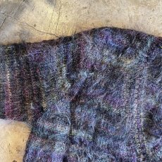 画像8: MIX COLOR MULCH BORDER PATTERN DESIGN MOHAIR KNIT CARDIGAN / Ladies M (8)