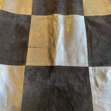 画像5: BLOCK CHECK LEATHER BLACK COLOR SKIRT / W28 (5)