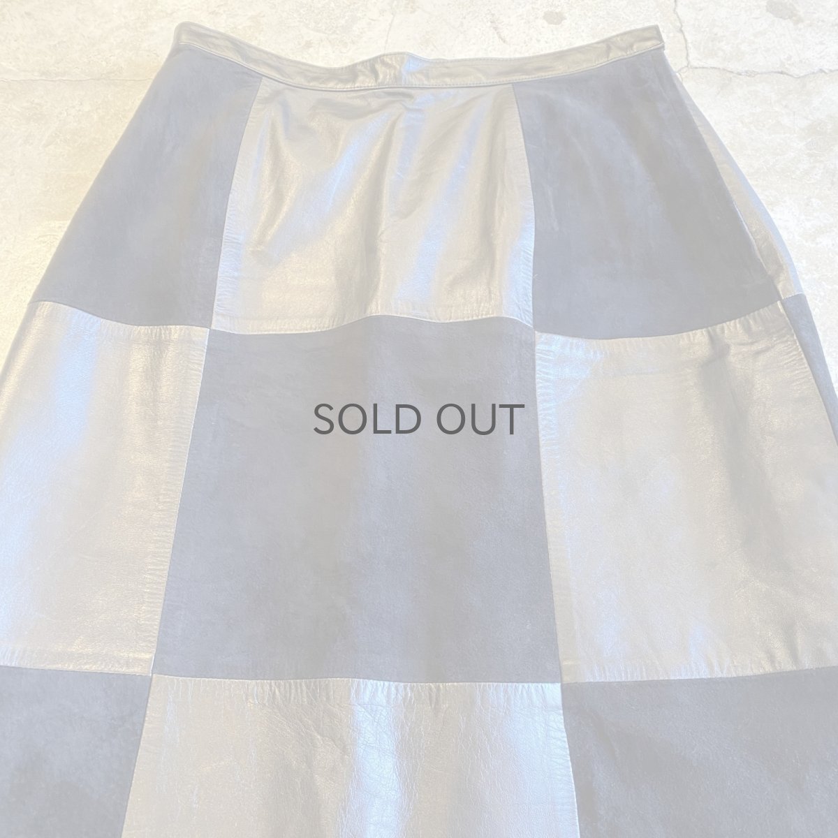 画像4: BLOCK CHECK LEATHER BLACK COLOR SKIRT / W28 (4)