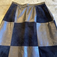 画像4: BLOCK CHECK LEATHER BLACK COLOR SKIRT / W28 (4)