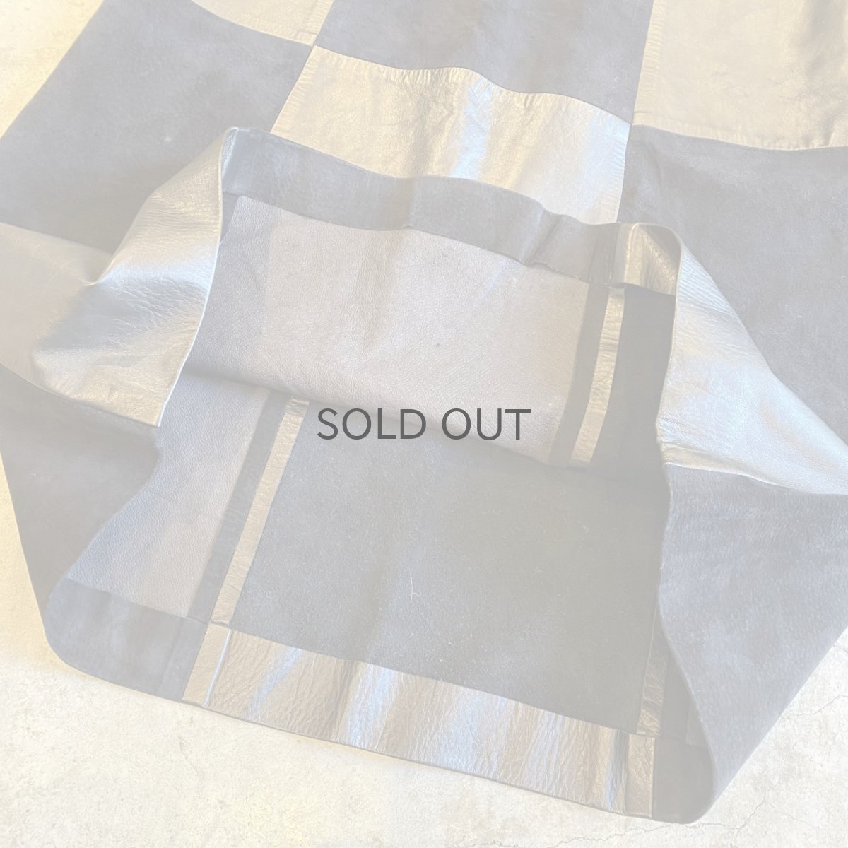 画像6: BLOCK CHECK LEATHER BLACK COLOR SKIRT / W28 (6)