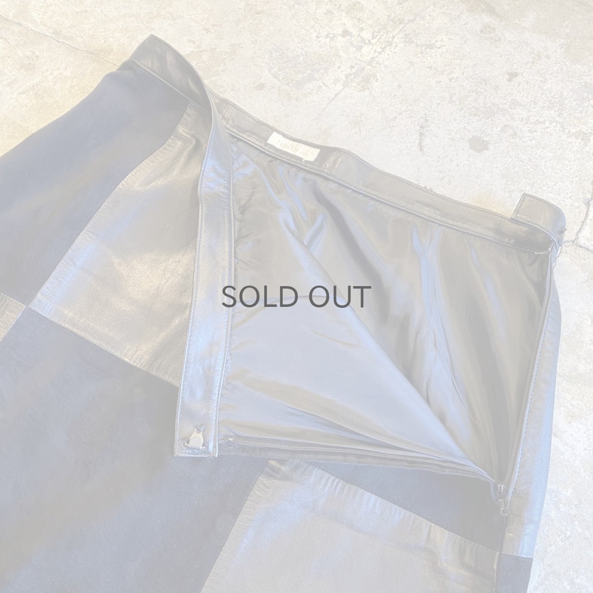 画像8: BLOCK CHECK LEATHER BLACK COLOR SKIRT / W28 (8)