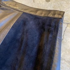 画像7: BLOCK CHECK LEATHER BLACK COLOR SKIRT / W28 (7)