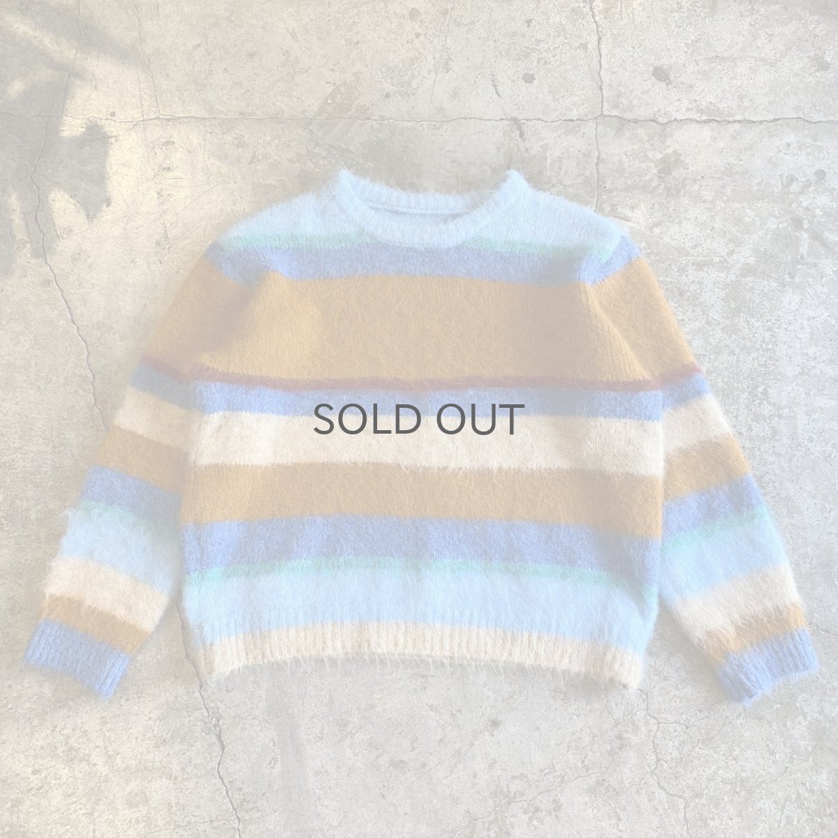 画像1: MULTI BORDER COLOR DESIGN KNIT SWEATER / Ladies L (1)