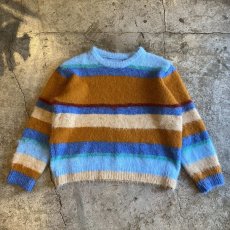 画像1: MULTI BORDER COLOR DESIGN KNIT SWEATER / Ladies L (1)