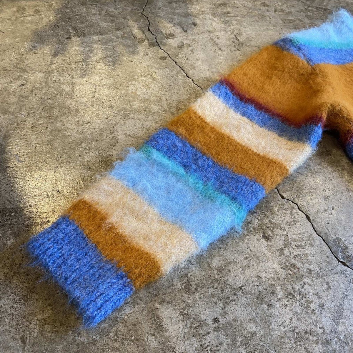 画像6: MULTI BORDER COLOR DESIGN KNIT SWEATER / Ladies L (6)