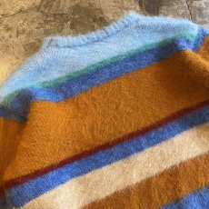 画像9: MULTI BORDER COLOR DESIGN KNIT SWEATER / Ladies L (9)
