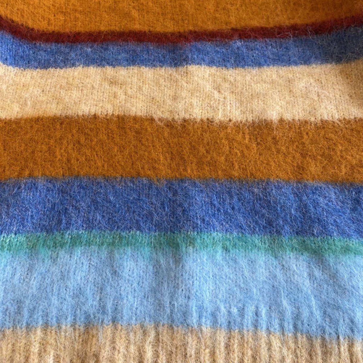 画像4: MULTI BORDER COLOR DESIGN KNIT SWEATER / Ladies L (4)