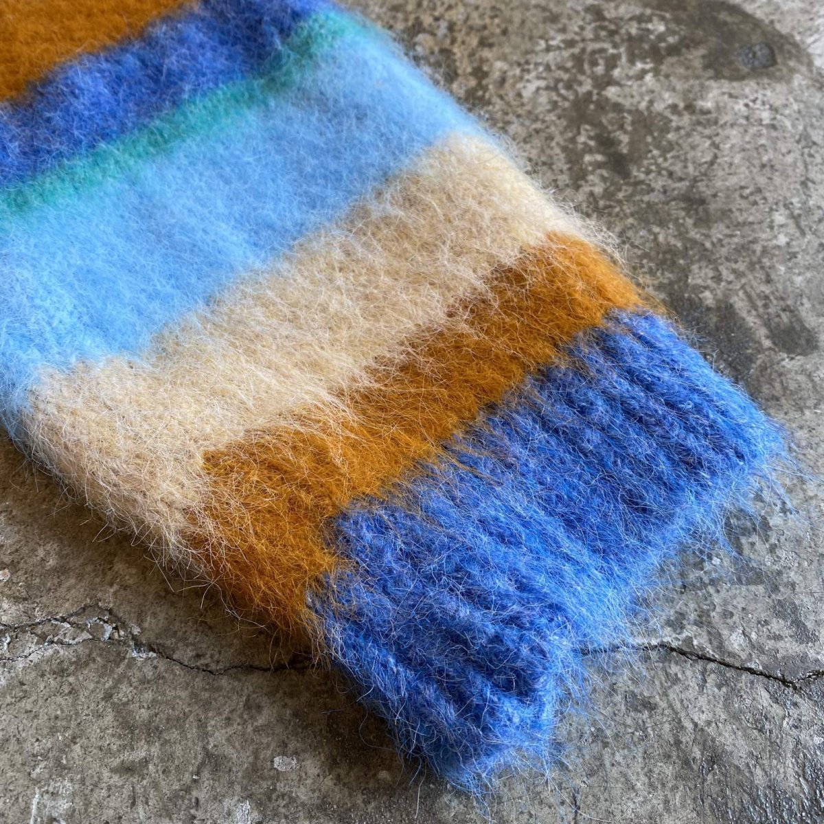 画像8: MULTI BORDER COLOR DESIGN KNIT SWEATER / Ladies L (8)