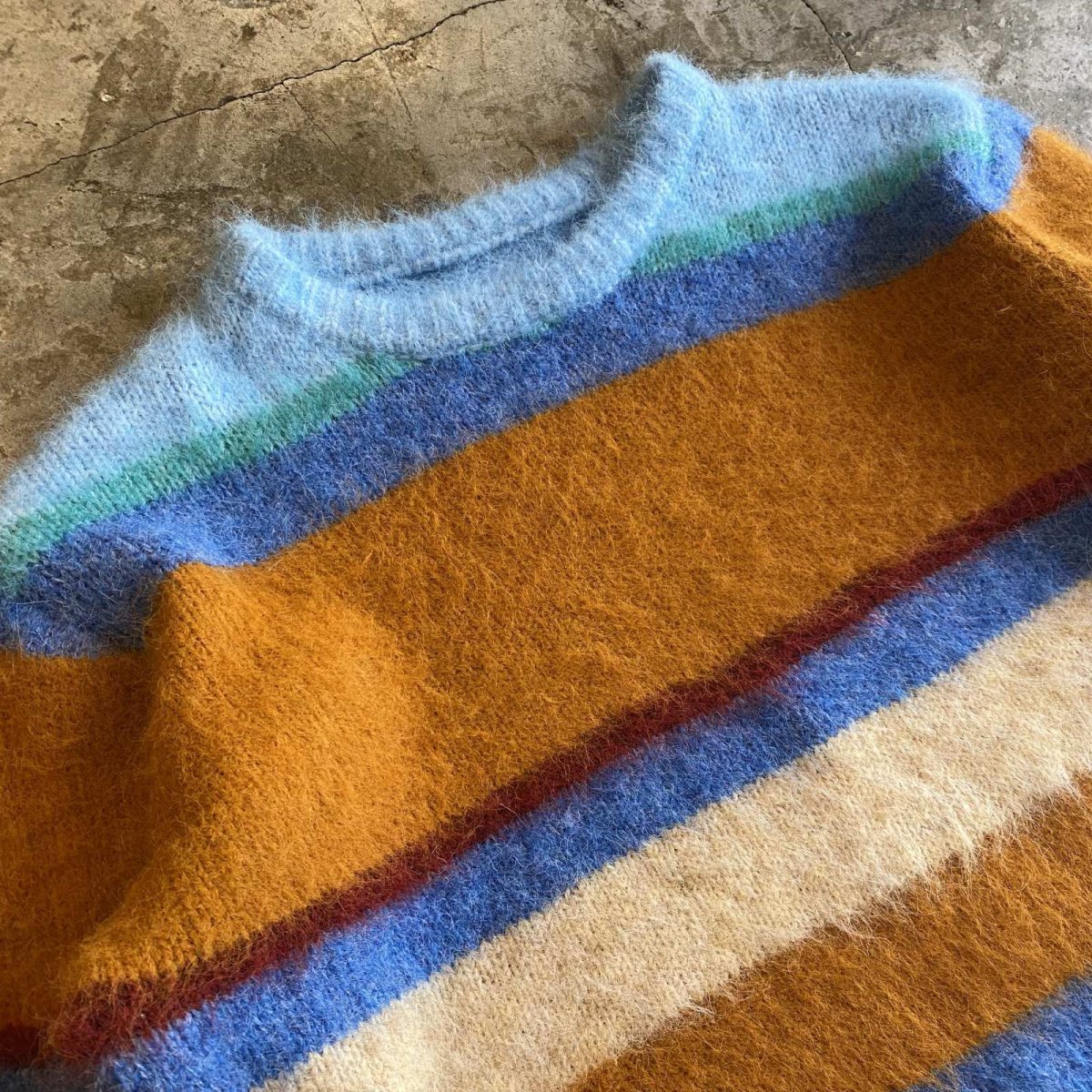 画像3: MULTI BORDER COLOR DESIGN KNIT SWEATER / Ladies L (3)