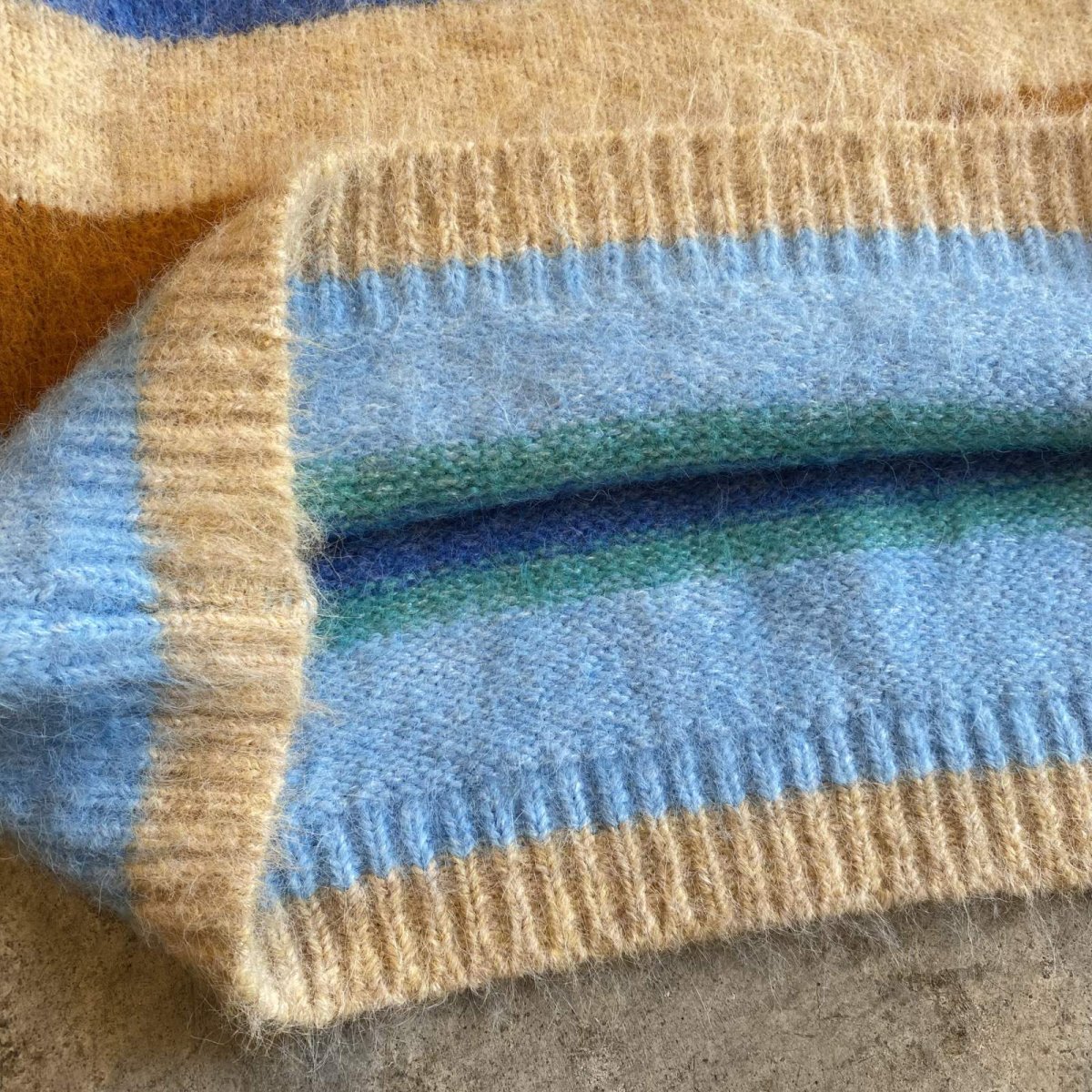 画像5: MULTI BORDER COLOR DESIGN KNIT SWEATER / Ladies L (5)