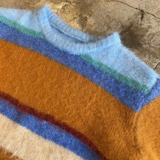 画像7: MULTI BORDER COLOR DESIGN KNIT SWEATER / Ladies L (7)