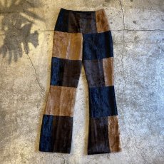画像1: BLOCK COLOR DESIGN VELVET FLARE PANTS / W26 (1)