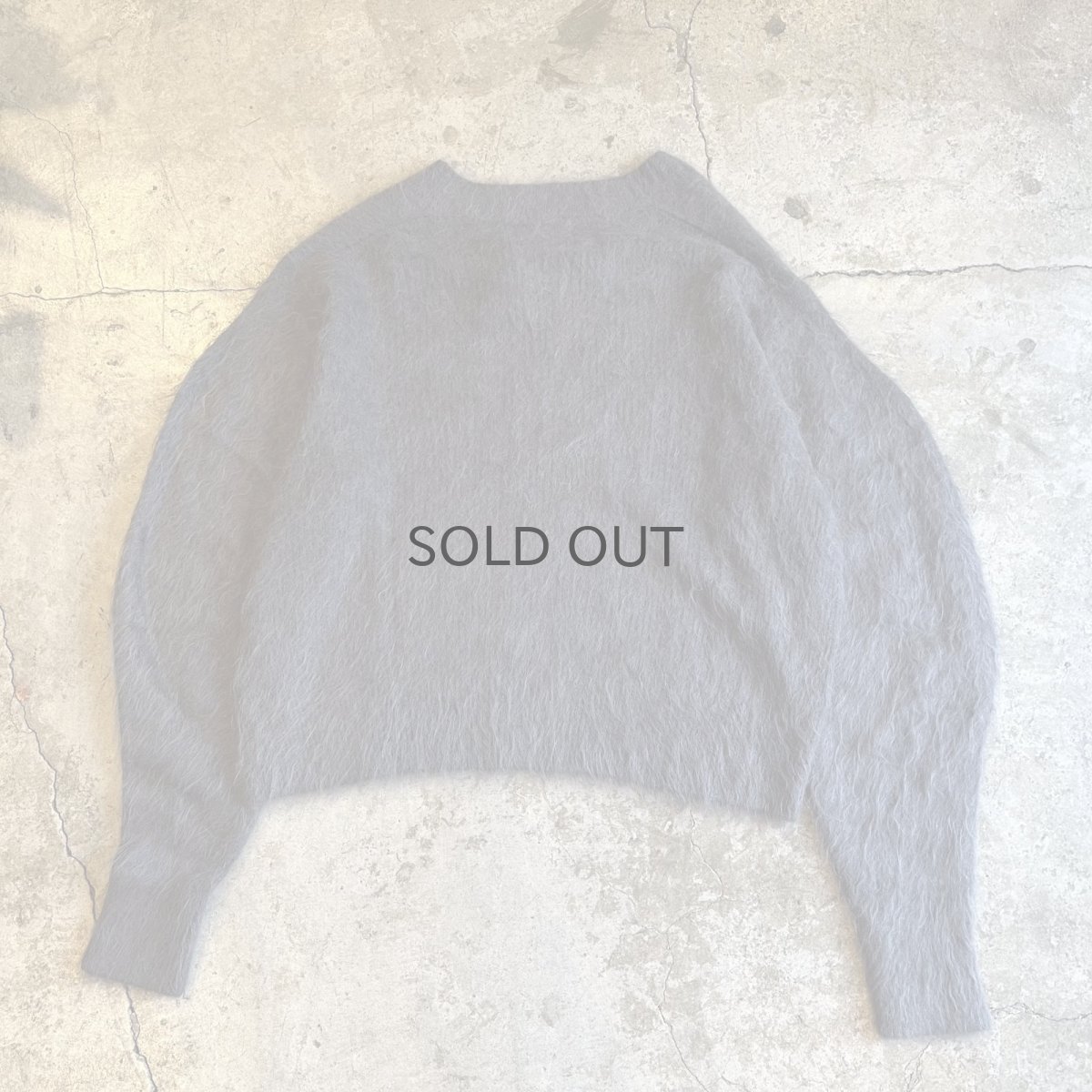 画像2: GRAY COLOR DESIGN SLEEVE MOHAIR KNIT SWEATER / Ladies L (2)