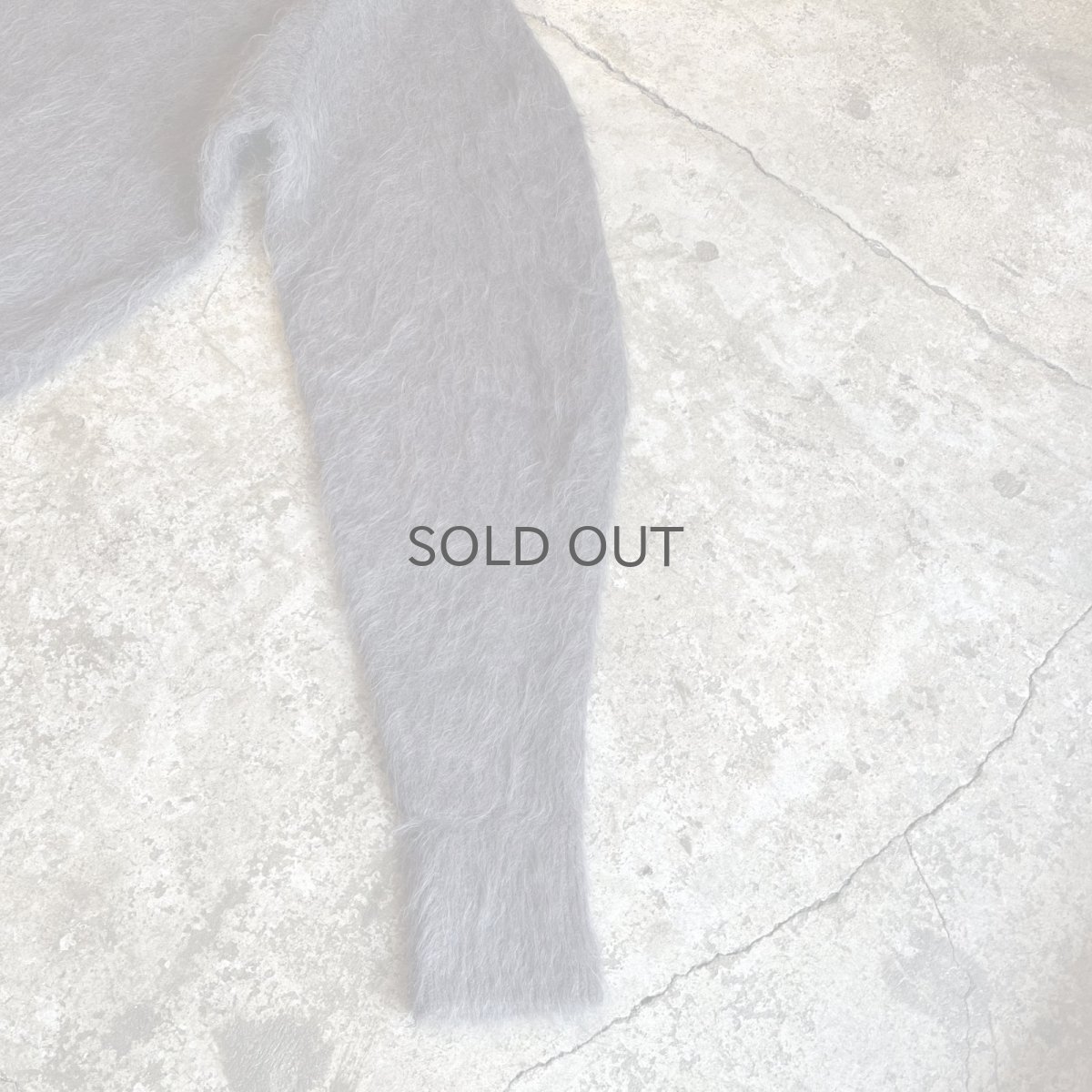 画像7: GRAY COLOR DESIGN SLEEVE MOHAIR KNIT SWEATER / Ladies L (7)