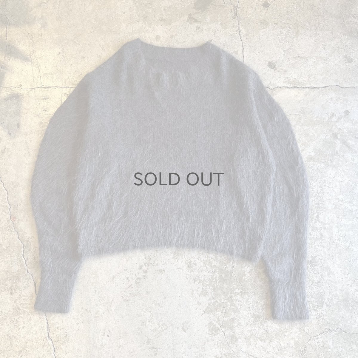 画像1: GRAY COLOR DESIGN SLEEVE MOHAIR KNIT SWEATER / Ladies L (1)