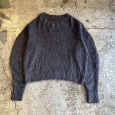 画像1: GRAY COLOR DESIGN SLEEVE MOHAIR KNIT SWEATER / Ladies L (1)