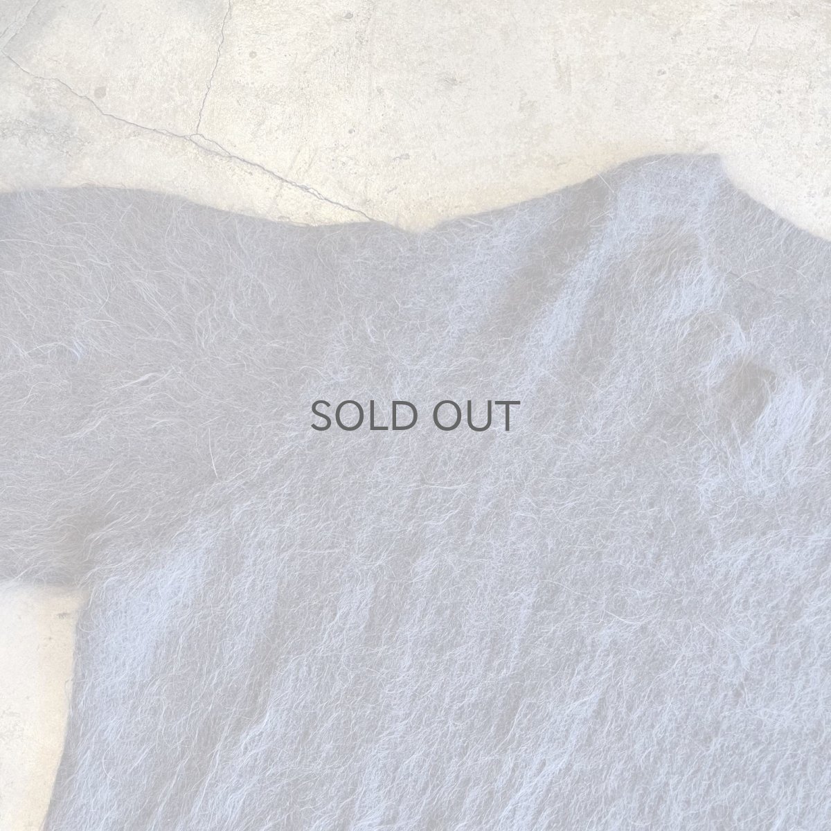 画像9: GRAY COLOR DESIGN SLEEVE MOHAIR KNIT SWEATER / Ladies L (9)