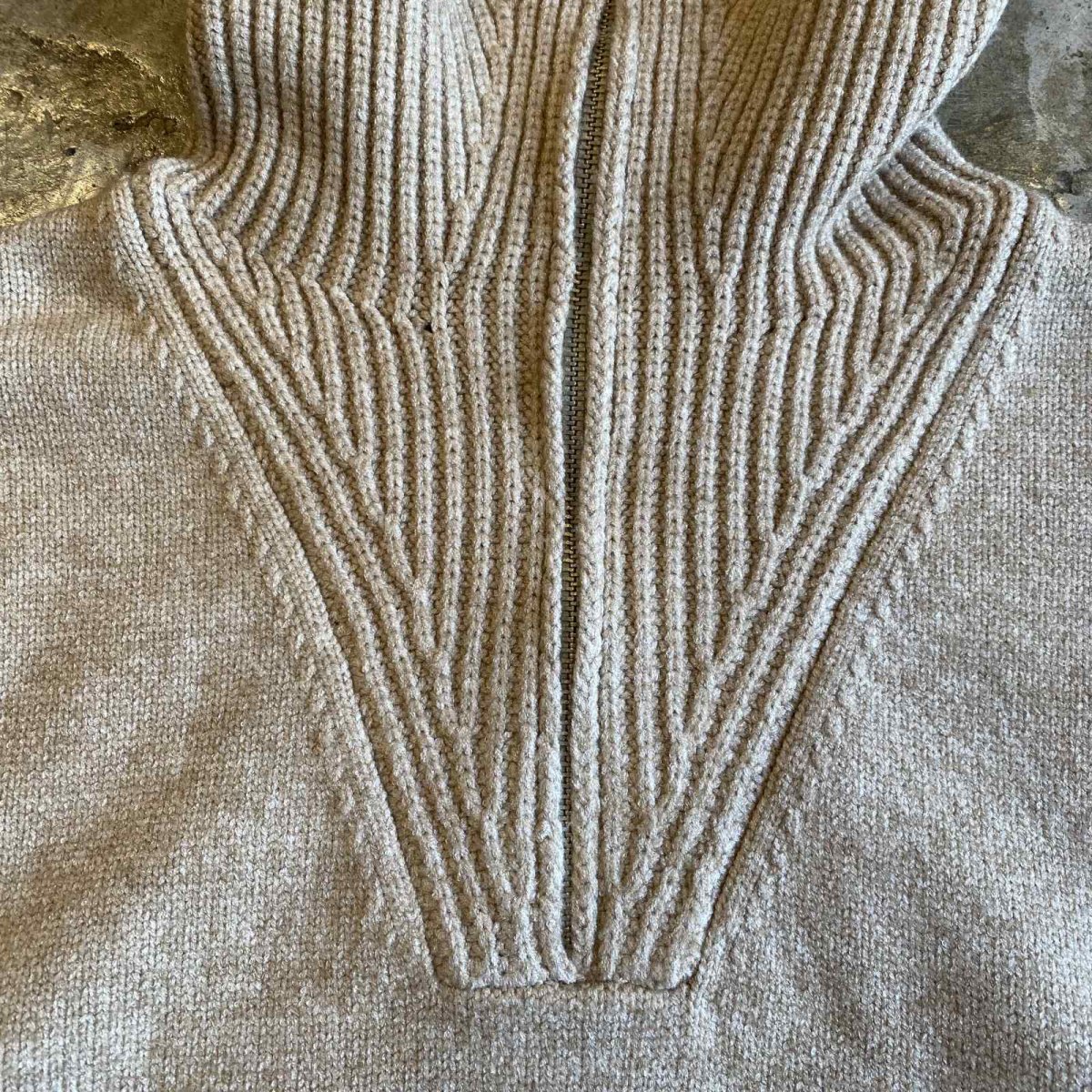 画像9: HALF ZIP POINT RIB DESIGN KNIT SWEATER / Ladies M (9)