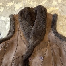 画像10: BROWN COLOR SUEDE LEATHER×BOA SWITCHED VEST / Mens XL (10)
