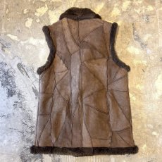 画像2: BROWN COLOR SUEDE LEATHER×BOA SWITCHED VEST / Mens XL (2)