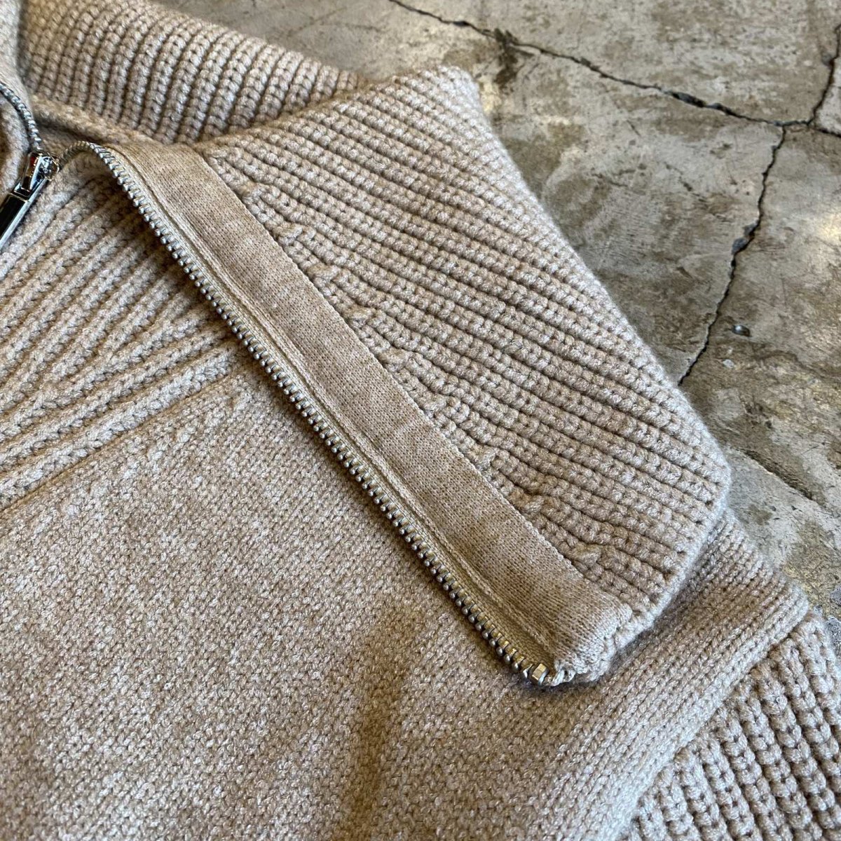 画像10: HALF ZIP POINT RIB DESIGN KNIT SWEATER / Ladies M (10)