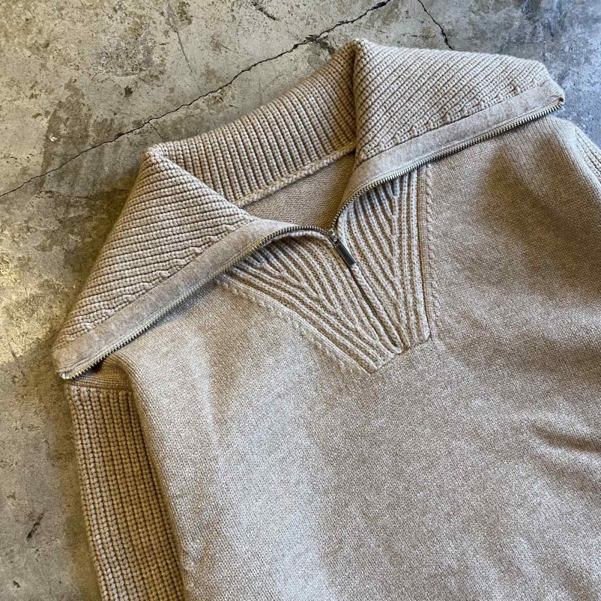 画像3: HALF ZIP POINT RIB DESIGN KNIT SWEATER / Ladies M (3)