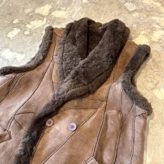 画像4: BROWN COLOR SUEDE LEATHER×BOA SWITCHED VEST / Mens XL (4)