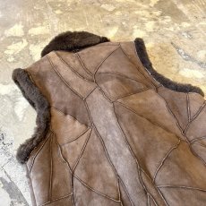 画像9: BROWN COLOR SUEDE LEATHER×BOA SWITCHED VEST / Mens XL (9)