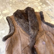 画像3: BROWN COLOR SUEDE LEATHER×BOA SWITCHED VEST / Mens XL (3)