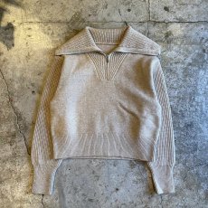 画像1: HALF ZIP POINT RIB DESIGN KNIT SWEATER / Ladies M (1)