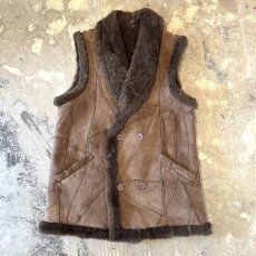 画像1: BROWN COLOR SUEDE LEATHER×BOA SWITCHED VEST / Mens XL (1)
