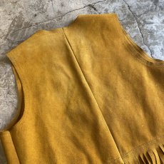 画像10: SUEDE LEATHER FRINGE POINT BEADS DESIGN VEST / Ladies M~L (10)