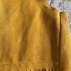 画像11: SUEDE LEATHER FRINGE POINT BEADS DESIGN VEST / Ladies M~L (11)