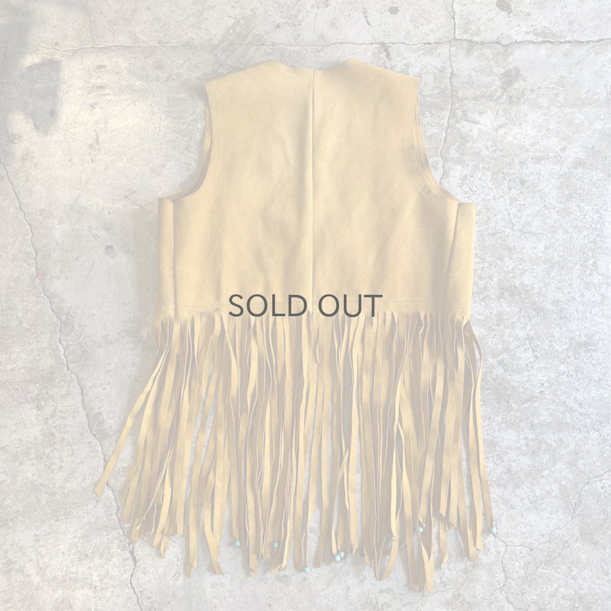 画像2: SUEDE LEATHER FRINGE POINT BEADS DESIGN VEST / Ladies M~L (2)