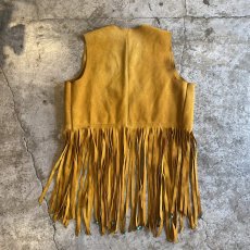 画像2: SUEDE LEATHER FRINGE POINT BEADS DESIGN VEST / Ladies M~L (2)