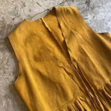 画像3: SUEDE LEATHER FRINGE POINT BEADS DESIGN VEST / Ladies M~L (3)