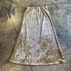 画像1: BEIGE COLOR VELVET LONG SKIRT / W26~W33 (1)