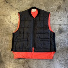 画像1: BLACK×ORANGE REVERSIBLE DESIGN QUILTING VEST / Ladies L (1)