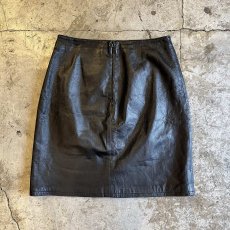 画像2: REAL LEATHER MINI DESIGN SKIRT / W29(8) (2)