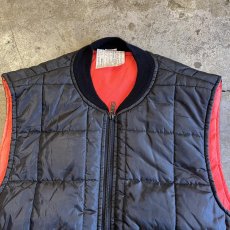 画像6: BLACK×ORANGE REVERSIBLE DESIGN QUILTING VEST / Ladies L (6)