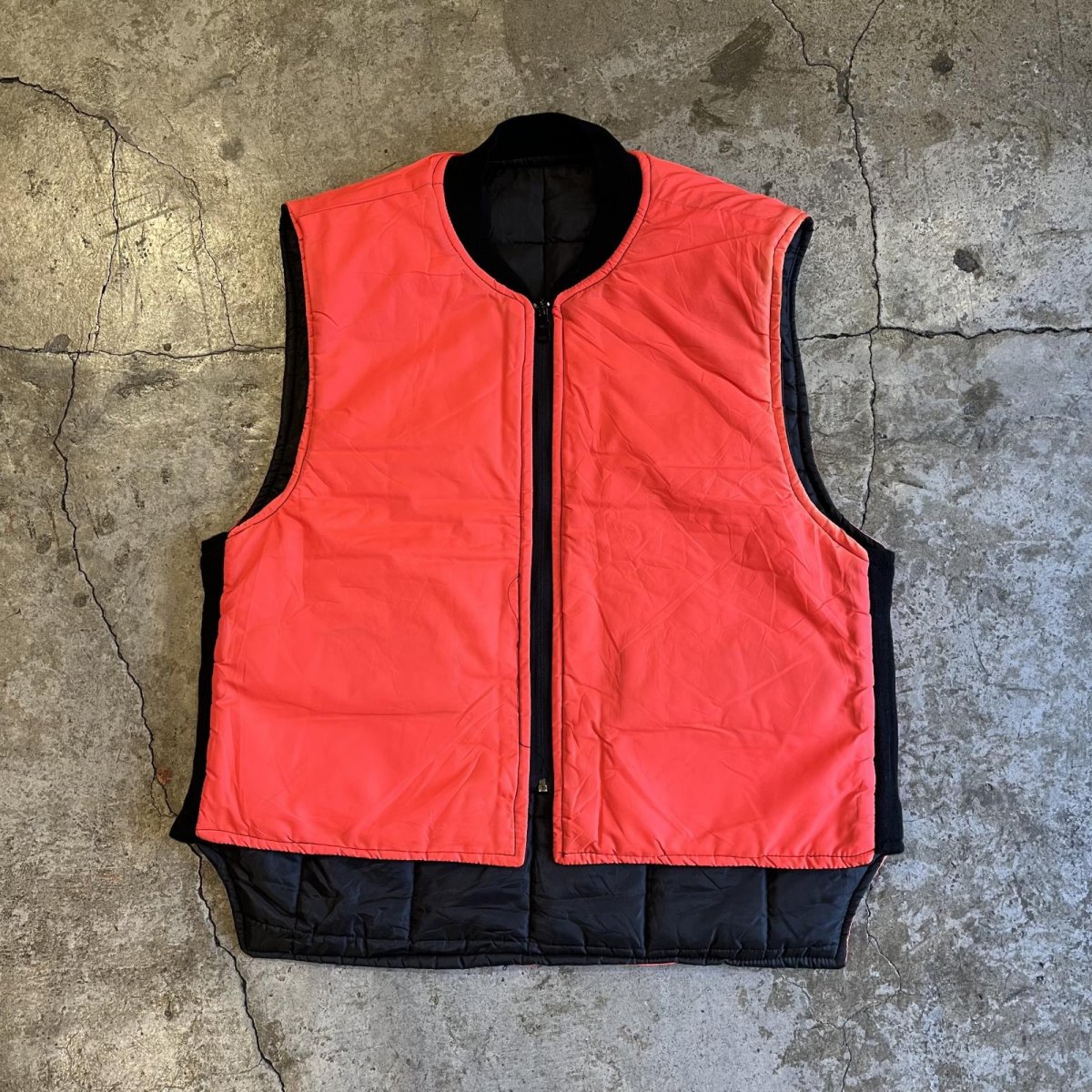 画像3: BLACK×ORANGE REVERSIBLE DESIGN QUILTING VEST / Ladies L (3)