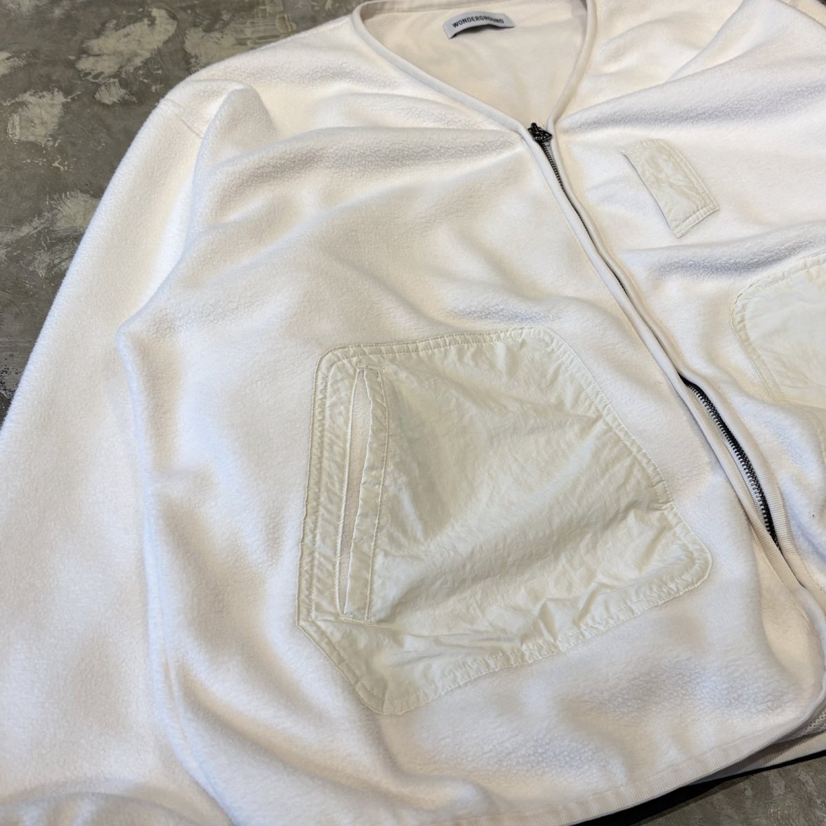 画像5: 【WONDERGROUND】NYLON POCKET SWITCHED ZIP UP FLEECE / WHITE / OS (5)
