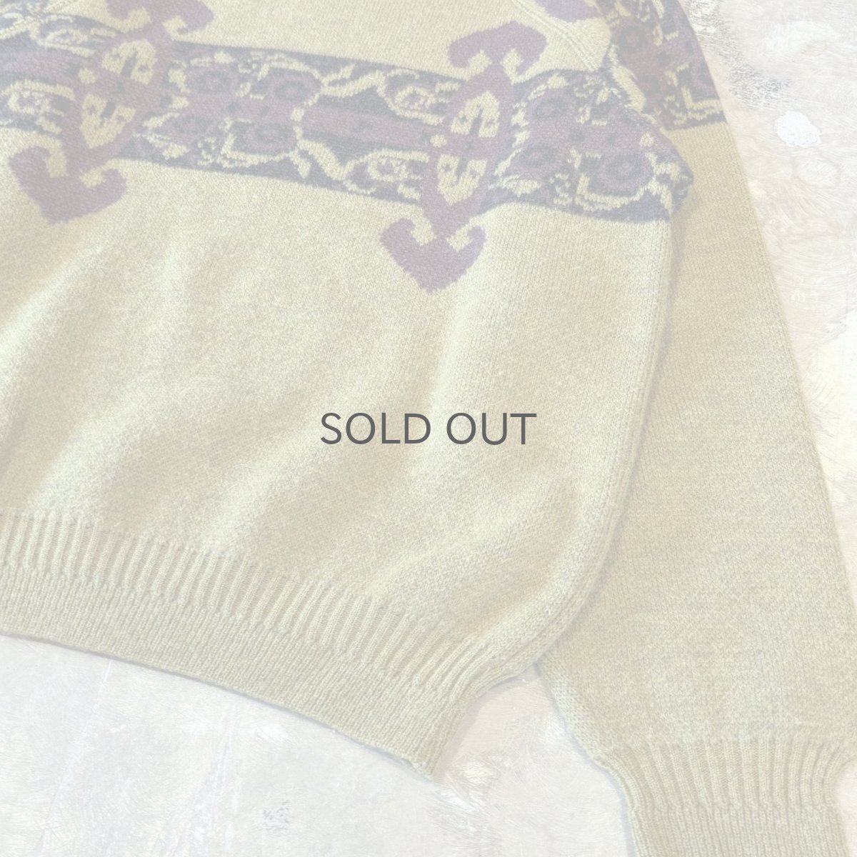 画像6: NATIVE GRAPHIC PATTERN MOCK NECK KNIT SWEATER / Mens L / MADE IN ITALY (6)