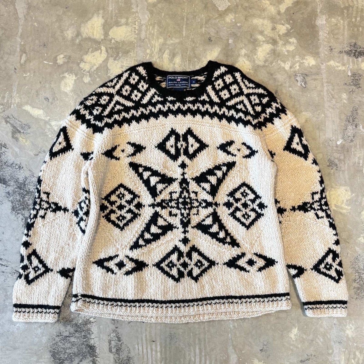 画像1: 【POLO SPORT】GRAPHIC PATTERN WOOL HANDKNIT SWEATER / Mens XL (1)