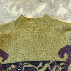 画像10: NATIVE GRAPHIC PATTERN MOCK NECK KNIT SWEATER / Mens L / MADE IN ITALY (10)